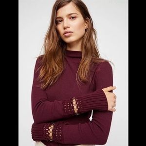 {Free People} XS Sweet Thang Thermal Long Sleeve Top Wine